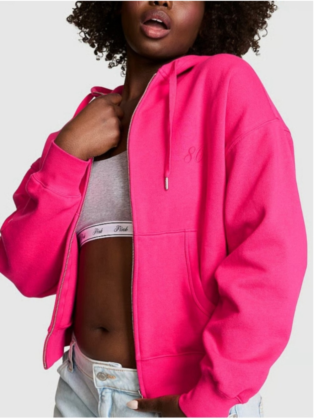 VS PINK Campus Fleece Full-Zip Hoodie Sz Med NWT